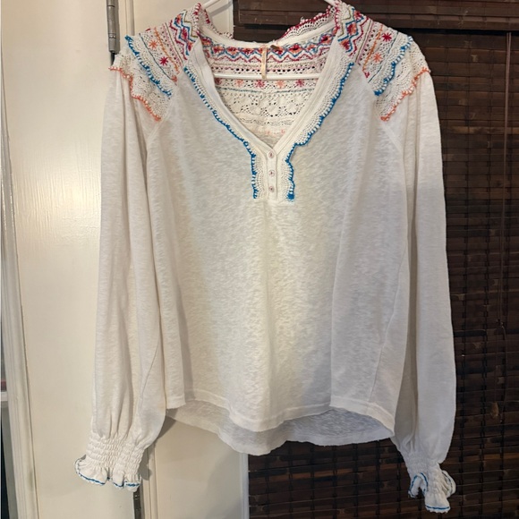 Free People Siesta Fiesta
Pullover Blouse colorway-natural white  sz Xs guc - Picture 5 of 9